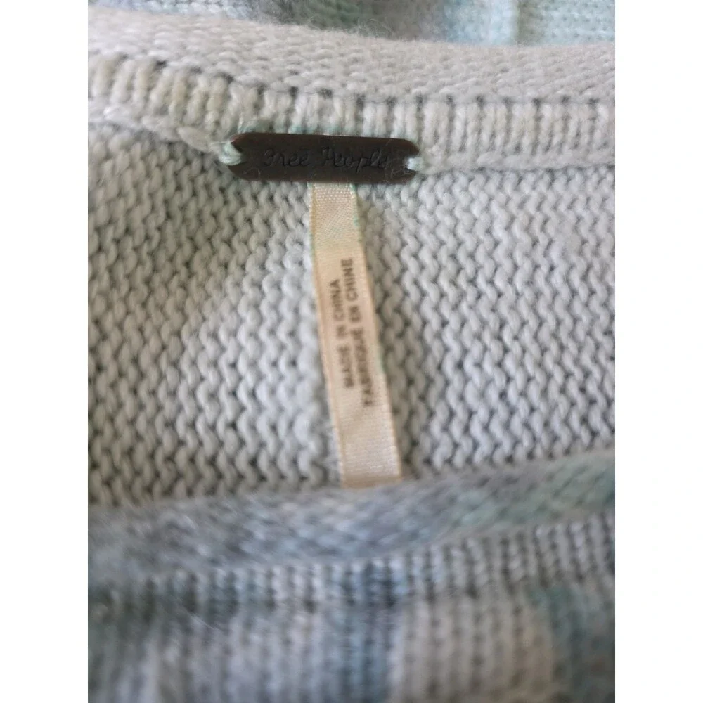 Free People Flower Bomb Angora Wool Slouchy Sweater Top Green Blue Womens Small - Picture 3 of 4